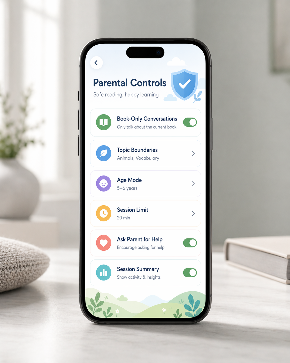 Parental controls interface showing safety settings